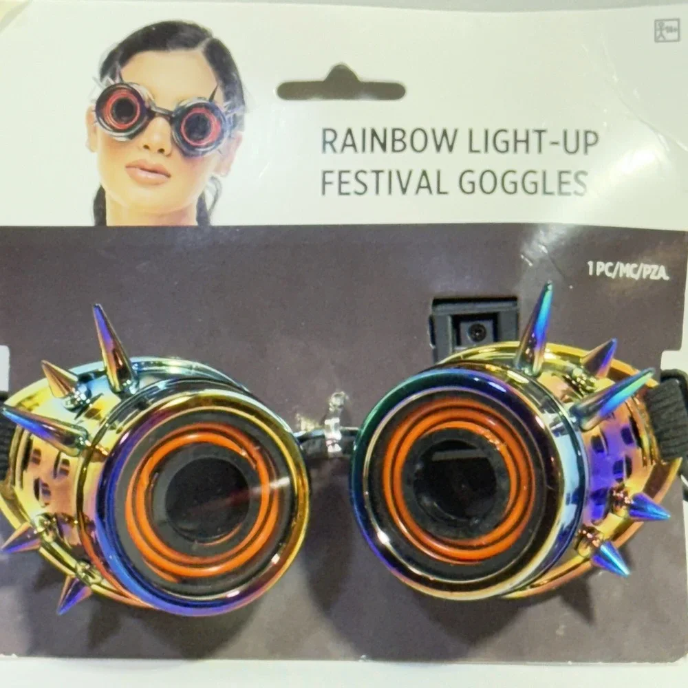 NIB‎ Rainbow Light-Up Festival Goggles